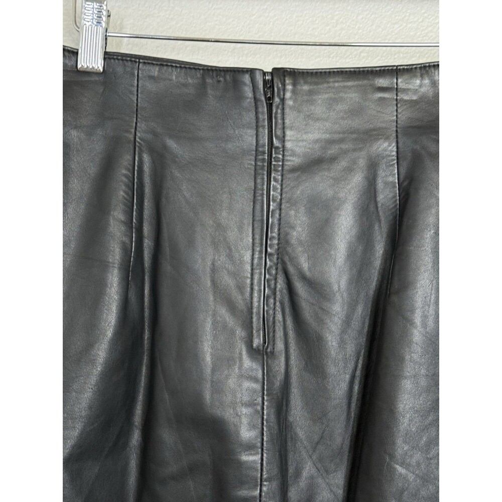 Byrnes & Baker Vintage Black Leather Skirt Women's Size 10 Zip Closure Rock Chic - Picture 4 of 11